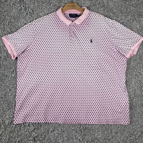 Polo Ralph Lauren Polo Shirt Men's XXL Classic Fit Pink Paisley All Over Print - Picture 1 of 6